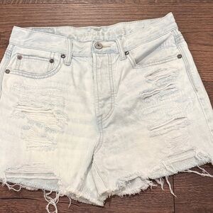 American Eagle Outfitters Women's Light Denim Distressed Shorts